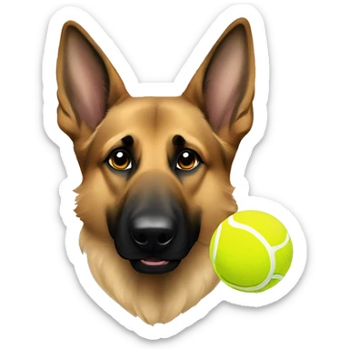 German shepherd with Olympic rings and tennis balls sticker
