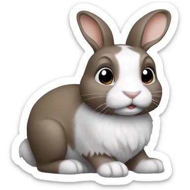 Brown and grey rabbit with white chest and paws sticker