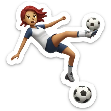 blod girl kicking a soccer ball in the air sticker