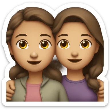 lesbian cuddles dark brown hair girl and light brown hair girl  sticker