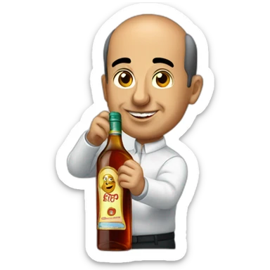 Felipe calderon with a liquor bottle sticker