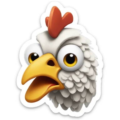 Evil chicken with plaster eyes and is half robot sticker
