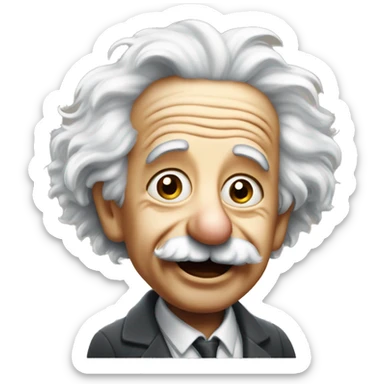 albert einstein with vawing hand and is happy sticker