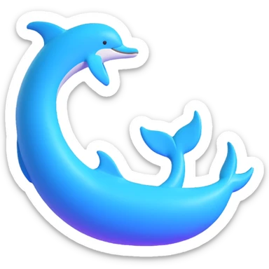 minimal and elegant 3D dolphin's tail with soft gradients sticker