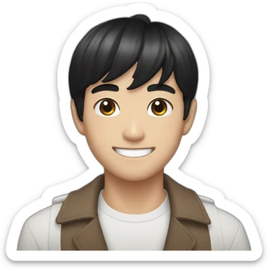 kim taehyung with black hair and smiling sticker