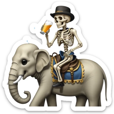 Skeleton Rider on elephant, Drinking. sticker