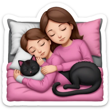 sleeping pink sweatshirt brown hair Sleeping black cat sticker
