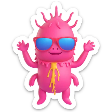 cool full body axolotl with trendy dripping sunglasses, no clothes, fun emoji style sticker