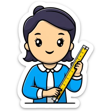 full body mad female teacher with ruler sticker