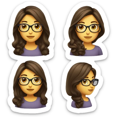 Fille brune cheveux long avec lunettes sticker