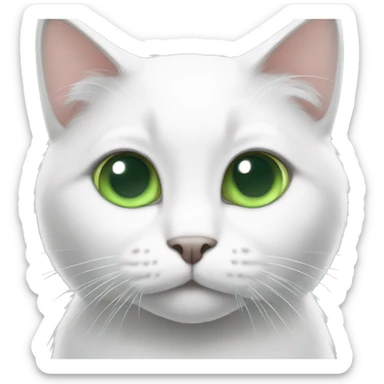 A white cat with her ears and tail black and green eyes sticker