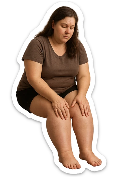 dONNA CON PCOS CHE COMBATTE LE SUE GAMBE GONFIE IMMAGINI REALISTICHE sticker