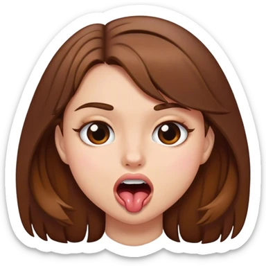 Girl with brown hair bitting bottom lip sticker