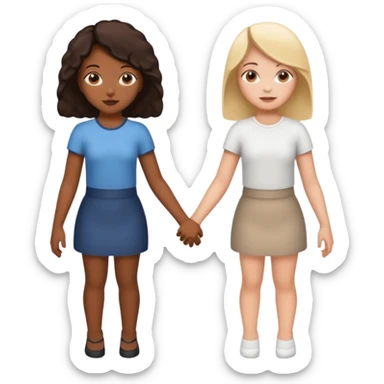 Black girl and white girl holding hands with their backs turned sticker