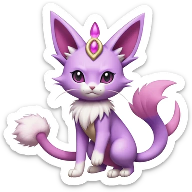 Meowth-Espeon-Skitty-Pokémon-Fakémon-hybrid-creature (full body) sticker