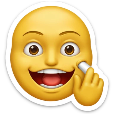Emoji jaune qui ce mord les doigts comme si il draguait sticker