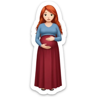 Make a strong women with long red hair, pregnant with maxi skirt, pretty  sticker