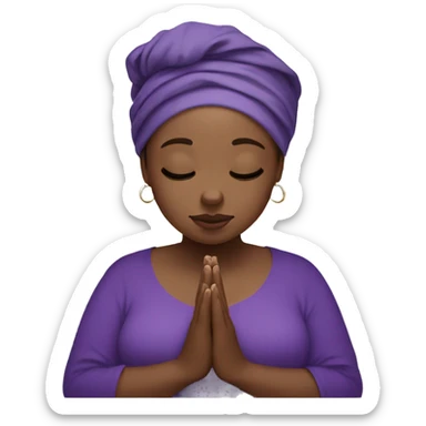 Dark Plus size woman praying with purple head wrap   sticker