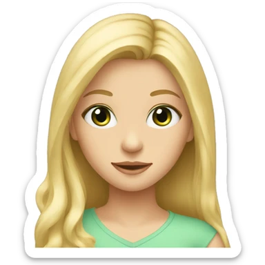 young blonde girl with long hair and light green eyes sticker