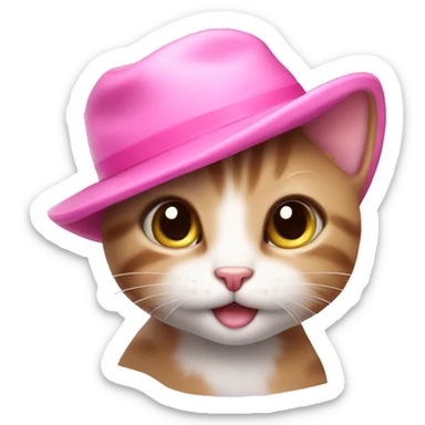 A cute kitten with a pink hat sticker