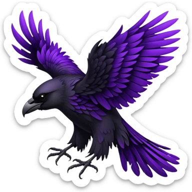 Black  and purple realistic Raven wings sticker