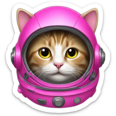 cat wearing a hot pink space suit sticker