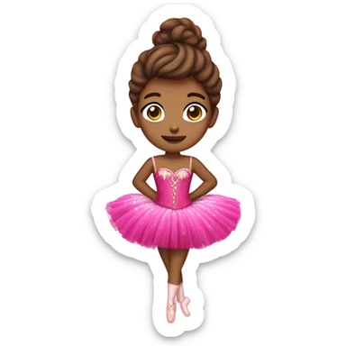 Ballerina with brown hair and hot pink glittery corset tutu  sticker