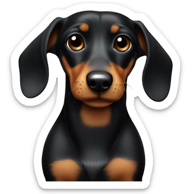 Black and tan small wiener dog with one pointy one floppy ear  sticker