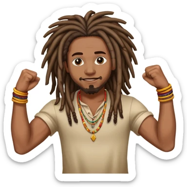 Man with dreads holding his fists up dancing sticker