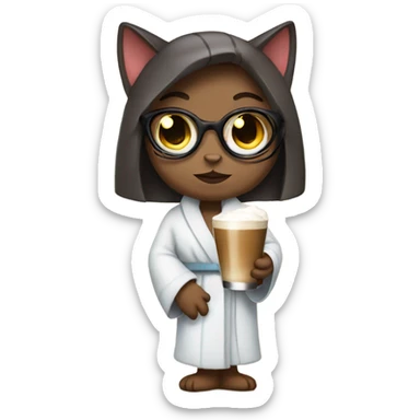 Girl cat wearing a robe holding an espresso martini  sticker