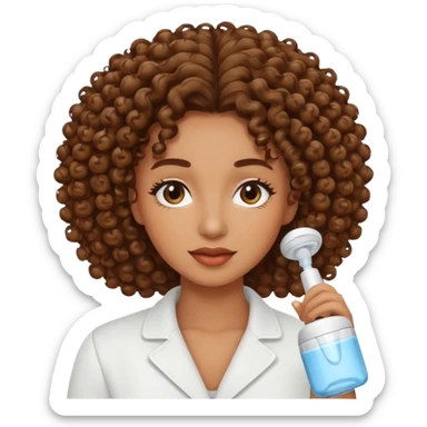 Mulher fazendo Skincare cacheada sticker