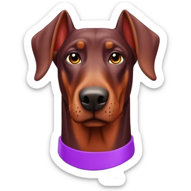 realistic red doberman with purple collar sticker
