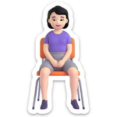 Girl with short black hair smiling sitting on a chair sticker