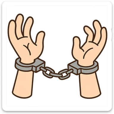 cartoon style hands with handcuffs emoji sticker