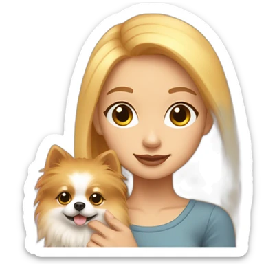 light-skinned-girl-petting-pomeranian sticker