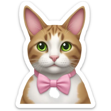 Cat in a bunny costume with pink bow tie and green eyes sticker
