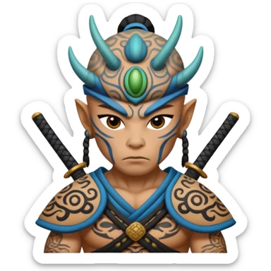 alien mayan ancient samurai with tatooed sticker