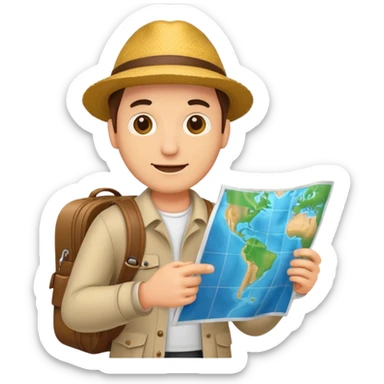 tourist man holding map sticker