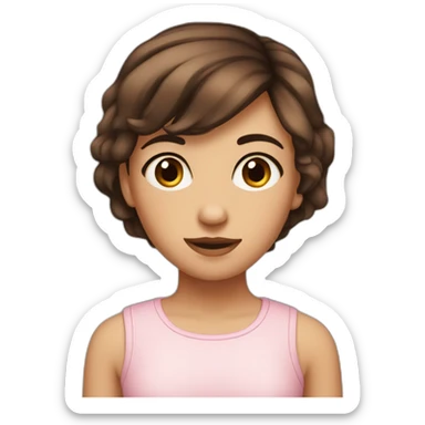 A girl with brown eyes and brider, hair very short brown sticker