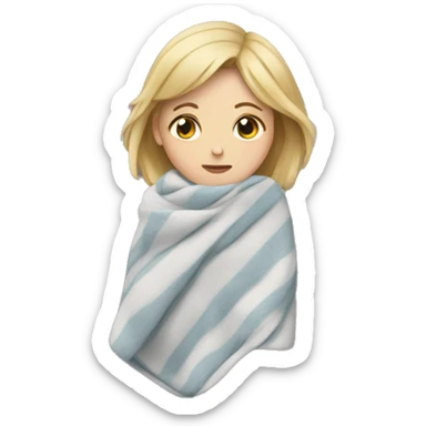 white Girl in blanket cold sticker