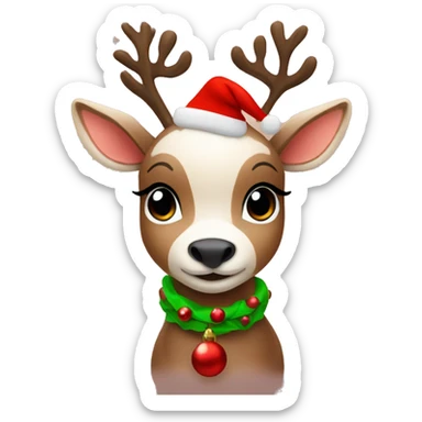 Cute Little Baby reindeer, wearing a Christmas Outfit sticker