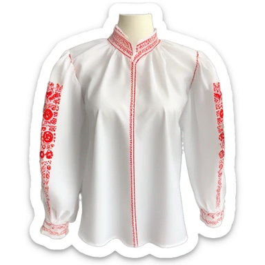 Blouse 👚 vyshyvanka, white with red embodiary on sleeves sticker