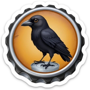 Crow on bottle cap, Street Wildlife. sticker