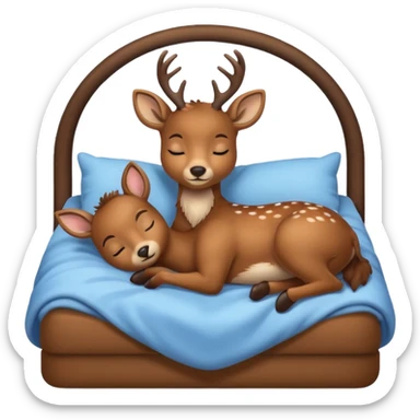 Cute deer sleeping in bed sticker
