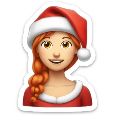 red head girl wearing Santa hat sticker