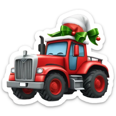 TRACTOR TRUCK WITH CHRISTMAS HAT sticker