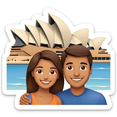 smiling couple at Sydney Opera House  sticker