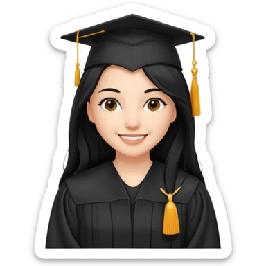 white woman graduate with long black hair sticker