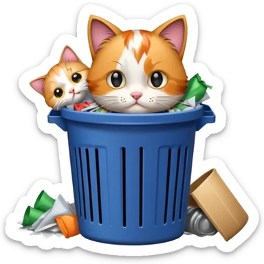 Kitty in a trash can sticker