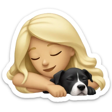 Blonde Girl sleeping with a black pitbull  sticker